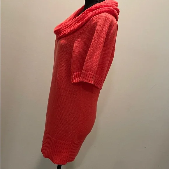 Design History Top Dress Women Size S Coral Soft Knit Cowl Neck Short Sleeves - Picture 5 of 13